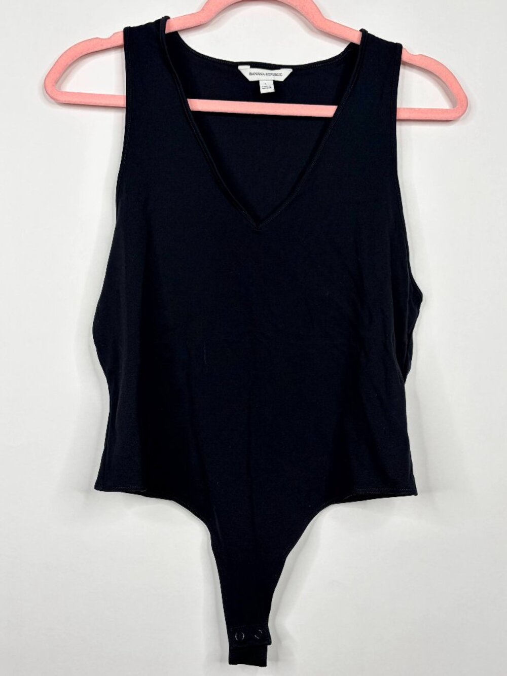 2/$30 Banana Republic Knit Racerback Bodysuit Black Large #A3900 - Picture 5 of 11
